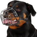BRONZEDOG Stainless Steel Wire Basket Dog Muzzle for Rottweiler, Large Dogs