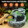 MIXJOY 2 in 1 Reptile Water Fountain with Food Dish 550ML, Terrarium Reptile Waterfall Drinking Fountain, Reptile Water 