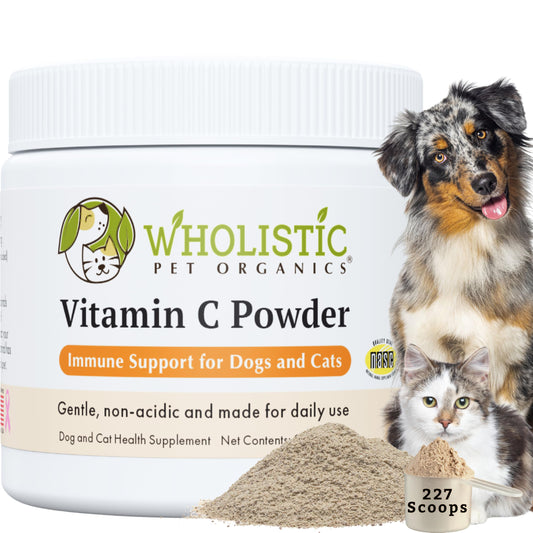 Wholistic Pet Organics Vitamin C Powder for Dogs & Cats - Cat & Dog Allergy & Itch Relief - Vitamin C Immune Support Supplement - Itchy Skin Support for Seasonal Dog Allergy Relief - 8 oz - 227 Scoops