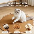 31" Cat Scratcher Mat, Natural Cotton Rope Cat Scratch Pad, Round Horizontal Floor Cat Scratching Pads for Indoor Cats, 