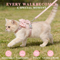 Tensho Pink Bow Cat Harness and Leash Set Escape Proof, Adjustable Kitten Harness with Leash, Bow Tie Cat Harness for Walking Outdoor - Soft Lightweight Harness for Small Dogs Cats Rabbits (S)
