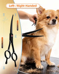 Hucholite Dog Grooming Scissors, Curved Scissors for Dog Grooming, 7.9 inch, 30 Degree of Curved Blade,Light Weight, Stainless Steel Pet Shears for Trimming Face and Paws(Curved, Pitch-Black)