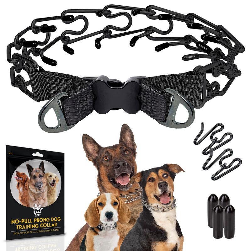 PetJett Prong Collar for Dogs - Choke Collar for Dogs, Pinch Collar for Dog Adjustable No Pull Dog Collar - Training Collar for Small Medium Large Dog Safety Durable Stainless Steel Metal Choker Chain