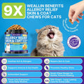 Cat Allergy Relief Chews, 500 Crunchy & Krill Core with Omega-3 Probiotic for Cats, Immunity Supports Seasonal Itching Paw Licking & Scratching Itchy Skin & Coat Support for All Breeds Chicken Flavor