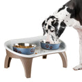 Elevated Pet Feeding Tray - 21″ x 11″ x 8.5″ Raised Dog Bowl Stand with Splash Guard and Non-Skid Feet - Comfortable Mealtime for Dogs and Cats by PETMAKER (Brown/Gray)
