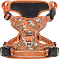 Timos Dog Harness, No Pull Large Sized with 3 Buckles, Flower Orange, L