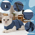 Gyuzh Cat Surgery Recovery Suit for Female Male Cats - Breathable Cone Alternative. Easy-Pull Recovery Suit with Adjustable Neck & Snap Closure for Spay Neutering, Anti-Licking Wound Care Blue L