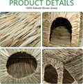 BWOGUE Large Guinea Pig Grass House, Guinea Pig Hideout, Foldable Straw Hut
