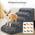 Miorun Extra Wide Dog Stairs for Large Dogs Up to 80lbs, 25" Pet Steps for High Bed with Washable Cover, 5-Step Foam Bed & Couch Ladder for Small Medium Dogs & Senior Cat, Gray