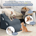 Zerbuger Dog Ramp and Stair for Bed 16" H-20 H,3-Step Cat Stair for Sofa and Chair,4-Step Dog Ramp for High Bed and Window,Durable Nonslip Fabric Cover for Indoor (Dark Grey-16 H, Pet Friendly, 3)