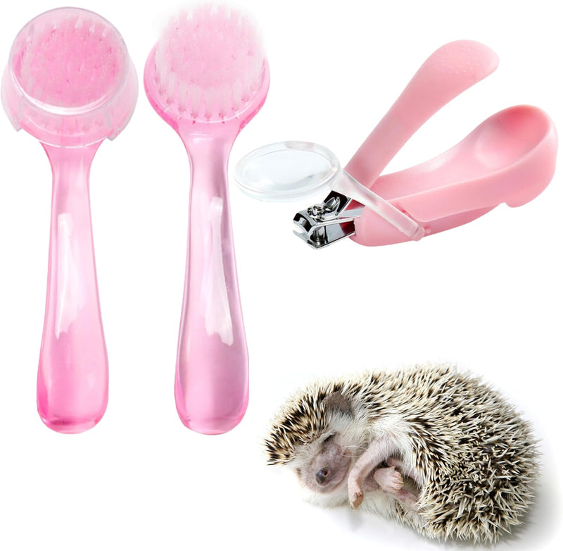 Hedgehog Toe Nail Clippers and Comb Set, 2 Pcs Hedgehog Soft Cleansing Brush and Toenail Clipper with Magnifier, Hedgeho