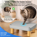 Large Litter Box Step for Big Cats, 15.8" x 11.8" x 5.9" Litter Box Ramp/Catcher with Wooden Base, Anti-Tracking Litter 