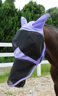 T TEKE Fine Mesh Horse Fly Mask w/Ears & Nose, UV Blocking 3D Eye Visor with Extra Fleece Cushioned Forehead, Protection