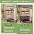 Bird Cage Cover,Bird Cage Seed Catcher,Durable Airy Nylon Mesh Net, Adjustable Birdcage Cover Skirt Seed Guard for Parro