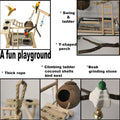 Parrots Playground Bird Play Stand Natural Wood Parrot Perch Gym Playpen Parakeet Nest with Feeder Cups Ladders Lovebird
