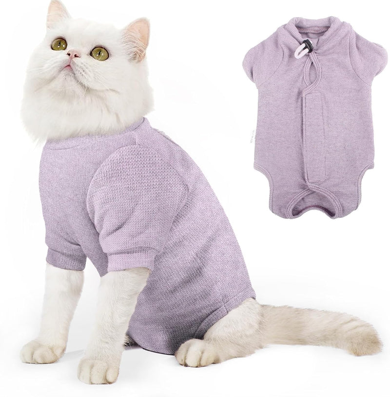 Dotoner Cat Surgery Recovery Suit for Female Male Anti-Licking Pet Surgical Pajamas Long Sleeve Prevent Shedding Cat Spa