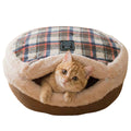 Urnat Cat Bed Cave – Enclosed Hideaway with Detachable Lid & Mat, Covered Round House for Indoor Kitten & Kitty (Yellow)
