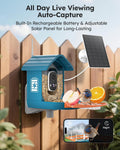 Smart Bird Feeder with Camera Solar Powered for Outdoors 2K FHD AI Recognition Hanging Bird Feeder Camera for Outside Ba