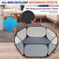 Pawaboo Small Animals Playpen with Pad, Black/Gray