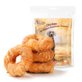 Pawmate Dog Treats Large Breed, Chicken Wrapped Rawhide Donut Rings, Rawhide Dog Chews Long Lasting, Grain Free Training Snacks with Taurine for Medium Large Dogs, 4 Counts