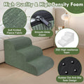 Olaivy Large Dogs Stairs for Bed, Extra Wide Pet Step for Couch or Chair, 100lbs Load Capacity, 3-Step Stable & Sturdy Cat & Dog Ramp for Puppy Small Medium Senior Dog Essentials, Washable Cover,Green