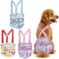 3 Pack Washable Female Dog Diapers with Suspender - Reusable Super Absorbent & Leakproof Fixed Doggie Diapers for Dogs in Heat Cycle