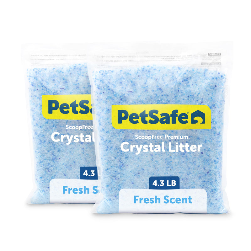 PetSafe ScoopFree Premium Crystal Cat Litter - Outperforms Clay Litter - Less Tracking, Dust for A Fresh Home - Non-Clumping - Two 4.3 lb Bags of Litter (8.6 lb Total) - Original Blue