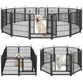 Dog Playpen Portable Outdoor Dog Fence, Dog Playpen for Large/Medium/Small Dogs, Dog Fences for The Yard with Doors Foldable Metal