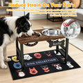 10" Tall Elevated Dog Bowls, Wooden & Metal Raised Dog Bowl Stand with 2 Stainless Steel Bowls-1700ml Capacity & Non-Sli