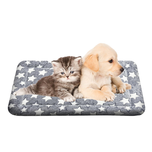 WITTOP Washable Dog Bed Plush Orthopedic Outdoor Crate Mat with Non-Slip Bottom,Luxe Soft Kennel Pad for Pets, Cozy Cage Cushion & Pet Sleeping Mattress Large Sized,Medium,Small Dogs,24 x 18 inch,Gray