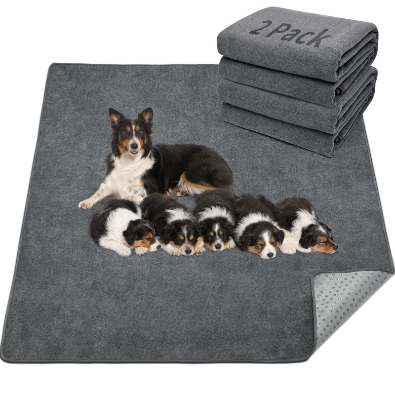 LOOBANI 2 Packs Extra Large Reusable Dog Mat for Floor, Non-Slip Washable Pee Pads for Dogs, Fast Absorbent Pet Whelping Pads, Puppy Playpen Mat for Incontinence, Housebreak, Crate (36