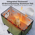 Heated Cat House for Outside, Insulated Large Elevated Waterproof Feral Cat Shelter with Heated Pad, Safe Escape Door Al