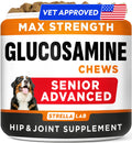 Senior Advanced Glucosamine Chondroitin Joint Supplement for Dogs - Hip & Joint Pain Relief Pills - Large & Small Breed - Hip Joint Chews Canine Joint Health - Chews Older Dogs - Bacon Flavor-120Ct