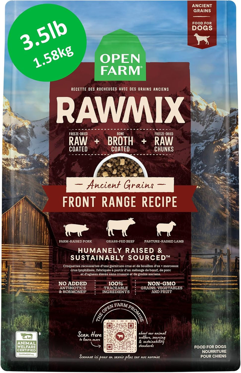 Open Farm RawMix Ancient Grains Dry Dog Food, Front Range Kibble, 3.5lb Bag