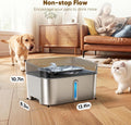 No Spill Dog Water Fountain Stainless Steel, Large 8L/2.1Gal Ultra Quiet