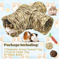PINVNBY Hamster Grass Tunnel Toy Nature's Hideaway Guinea Pig Tunnels and Tubes Straw Tunnel House with 4 Entrances for 
