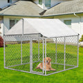 Outdoor Dog Kennel Cover Waterproof, 7.5 x 8 FT UV Protection Dog Fence Tarp with 50 Zip Ties for Outside Large Dog Encl