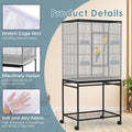 Bissap Bird Cage Seed Catcher, 90-118‘’ Universal Birdcage Net Nylon 31.8'' H Adjustable Elastic Band Stretchy Skirts Mesh Cover for Parrot Cage Seed Guard (Not Include Birdcage)- White