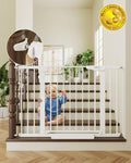 Cumbor 30-46" Baby Gate for Stairs, Toddler Safety Essentials for The House, Auto Close Dog Gate for Doorways, Mom's Choice Awards Winner-Easy Install Pressure Mounted Pet Gates for Dogs, White