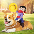 GOYOSWA Dog Cowboy Costume, Dog Halloween Costumes Cowboy Rider Dog Costume Funny Dog Costume for Small Medium Large X-L