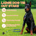 Dog Tie Out Stake, Heavy Duty 360°Swivel Dog Outside Lead Cable, Screw in Spike Auger Ground Stake Anchors with Power Nu