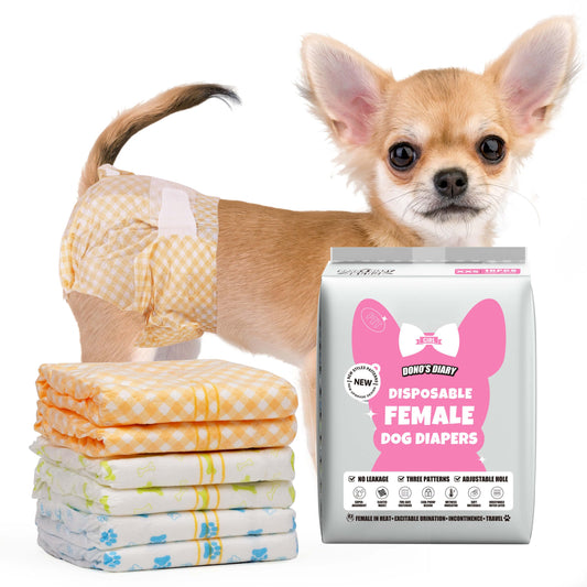 Dono Dog Diapers Female - 60 Pcs, Disposable Puppy Diapers with Wetness Indicator, Super Absorbent Leak-Proof Pet Doggie Diaper for Female Dogs in Peeing or Elderly Incontinence, XXS Size