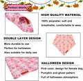 ADOGGYGO Pink Halloween Dog Bandanas Girl, Ghost Pumpkin Dog Scarf