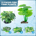 CousDUoBe 12 Pcs Betta Fish Tank Decor，Silk Aquarium Plants Green Fish Tanks Decoration Plants, Aquarium Decorations Gre