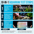 Aquarium Test Strips 11 in 1 | 150 Strips (100 x 10-in-1 + 50 Ammonia) | Tests pH, Ammonia, Nitrate, Nitrite & More | Fr