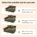 Faux Fur Cat & Dog Sofa Cat Couch Mini Cat Bed Indoor Human Style Pet Sofa, Modern Pet Furniture for Cats, Washable ＆ Removable Cover, for Cats and Small Medium Dogs (Black/Green, Medium(24X19 inch))