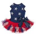 Fitwarm Patriotic Sparkly Stars Dog Dress, 4th of July Clothes for Small Dogs Girl, Pet Outfit, Royal Blue, Red, Silver, Small