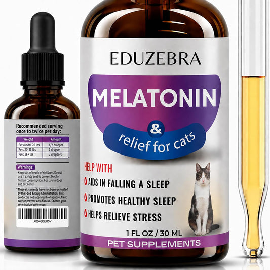 EDUZEBRA Cat Melatonin, Melatonin for Cats, Cat Sedative for Grooming, Cat Sleep Aid, Cat Calming Treats, Anxiety Relief for Cats, Support Restful Sleep for Your Cat