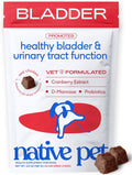 Native Pet Dog UTI Treatment - Cranberry Supplement for Dogs - Supports Normal Bladder Function, Urinary Tract & Kidney Health - Real Cranberry Extract, D-Mannose & Probiotics - Air-Dried - 60 Chews