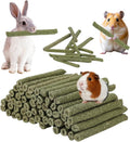 100PCS Timothy Hay Sticks for Rabbits Guinea Pigs Chinchillas Chew Treats, Natural Timothy Grass Molar Teeth Stick Bunny